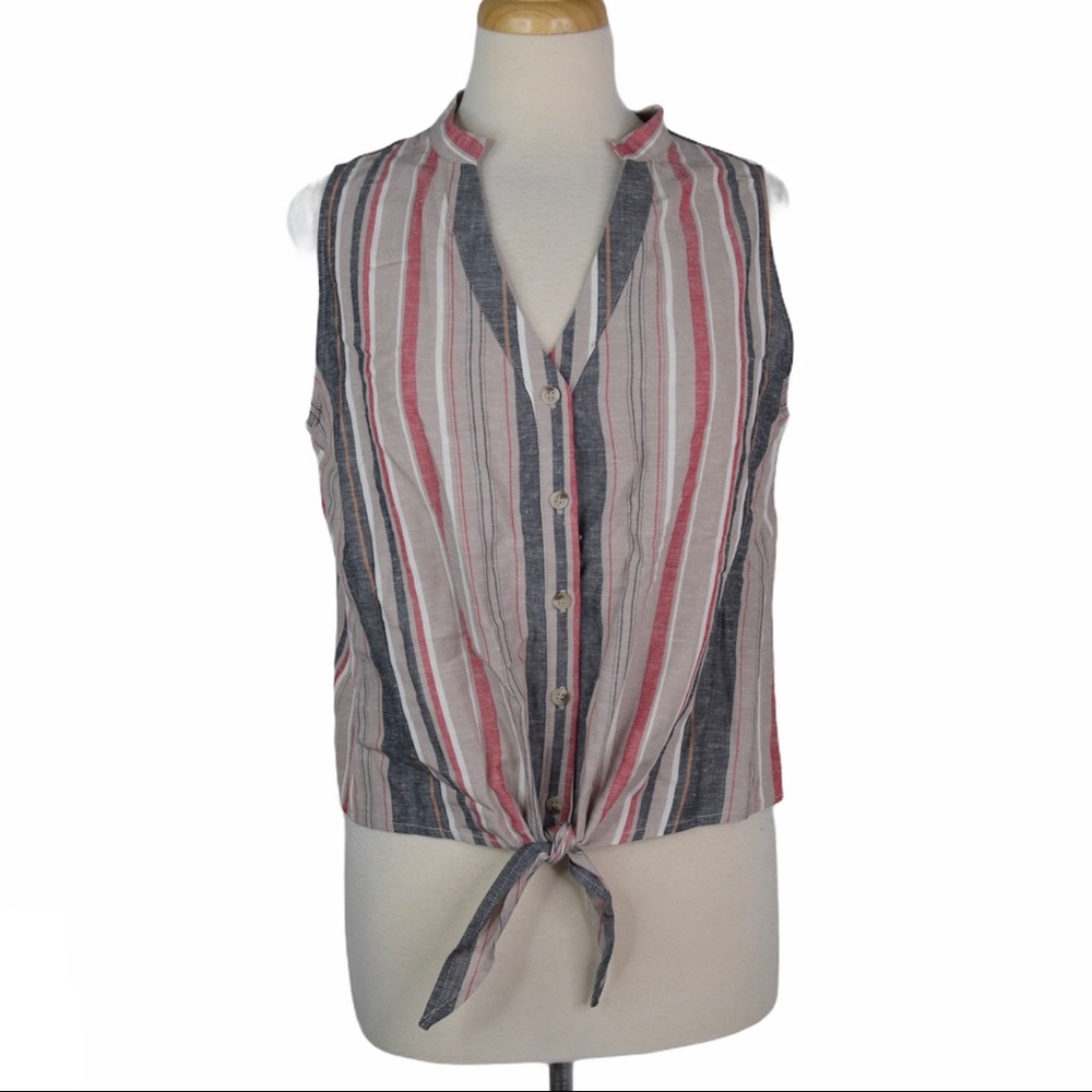 NWT Drew Linen Tie Front Top Small